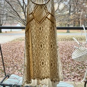 Perfect Strap Lace Crochet Cream Dress ☕️